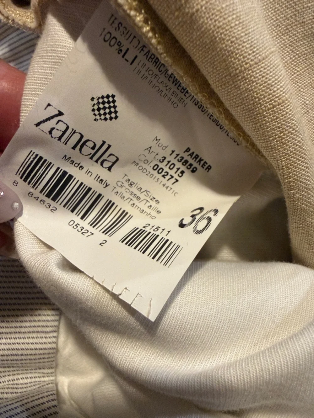 Zanella Light Beige Linen-Blend Chinos